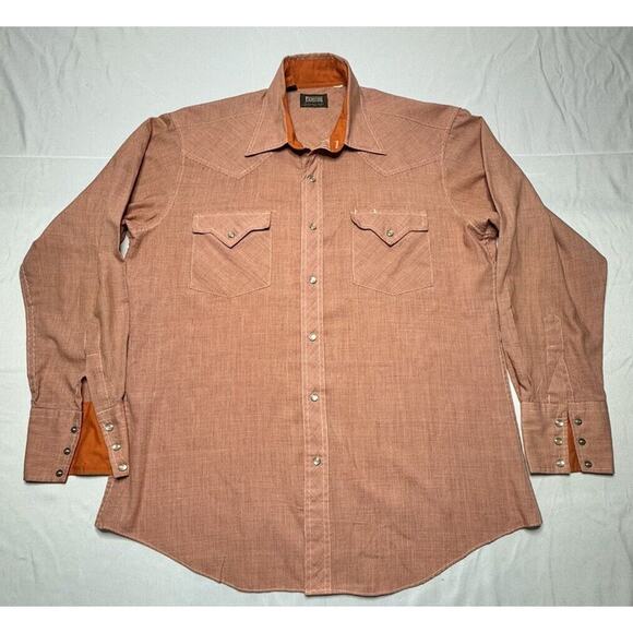 Fenton Other - Fenton Men's Orange Check Pearl Snap Western Work Shirt - Size 16-34 *Stained*